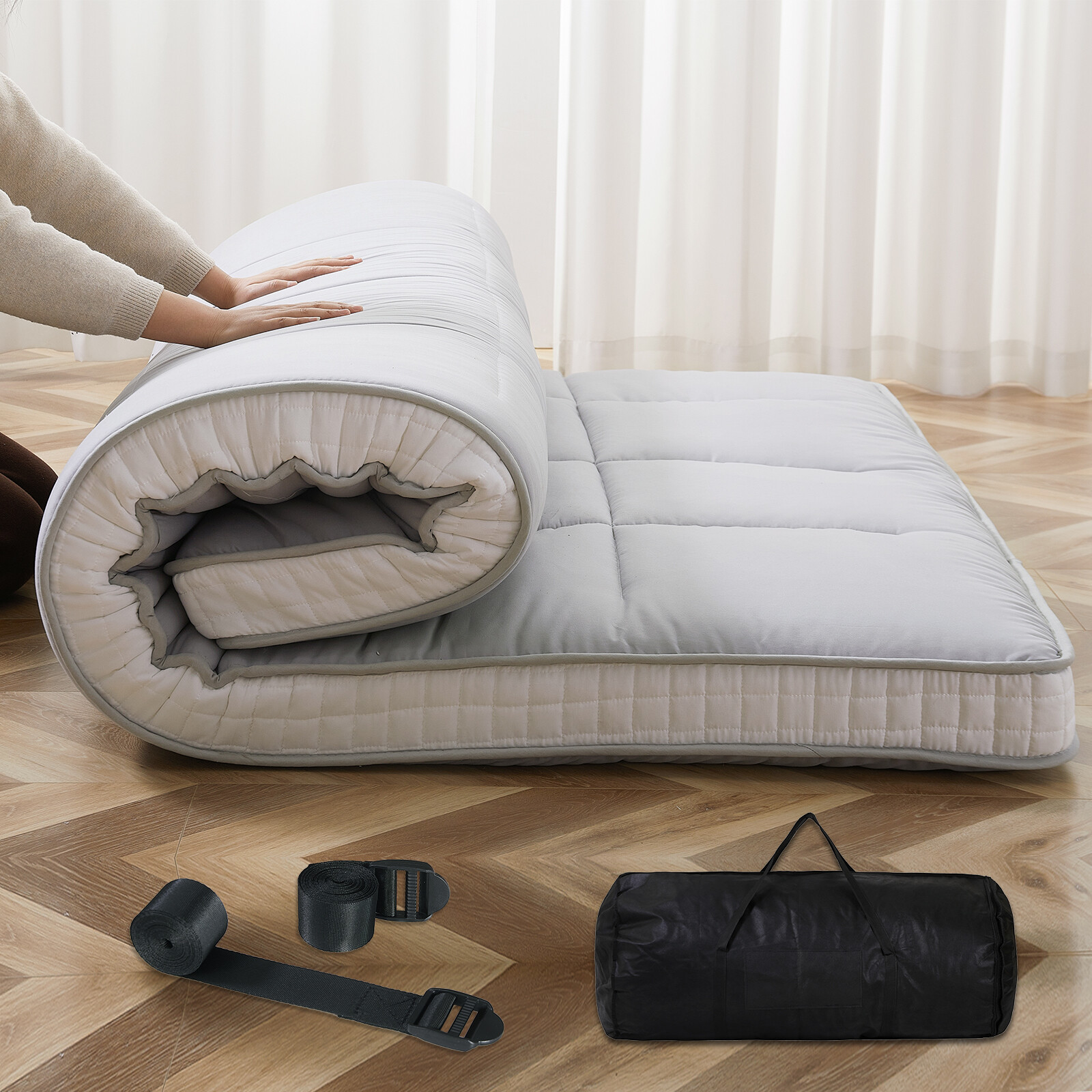 Begonia.K Futon Floor Mattress Japanese Mat Full Size Camping Mattress Gray Pad