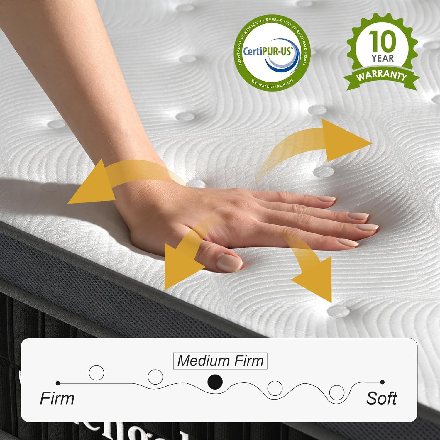 Full Mattress 12 Inch Medium Firm Hybrid Mattress Full Size in a Box, Memory Foa