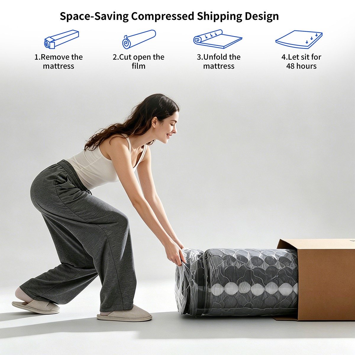 12″ Queen Mattress in Box, Gel Memory Foam Hybrid Pocket Spring Medium Firm