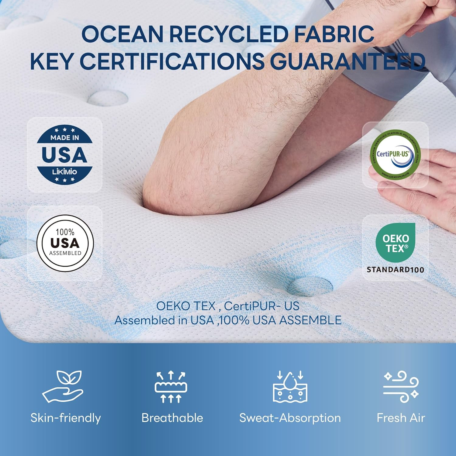 14″ Hybrid Mattress – USA Made, Gel Foam, Pocket Springs, Cooling Tech, Medium F