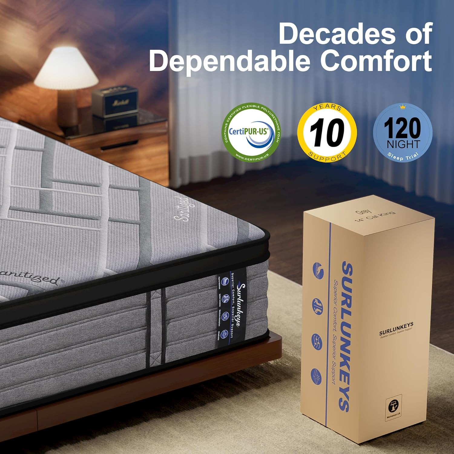 14″ Medium Firm Hybrid Queen Mattress – Gel Memory Foam & Pocket Coils