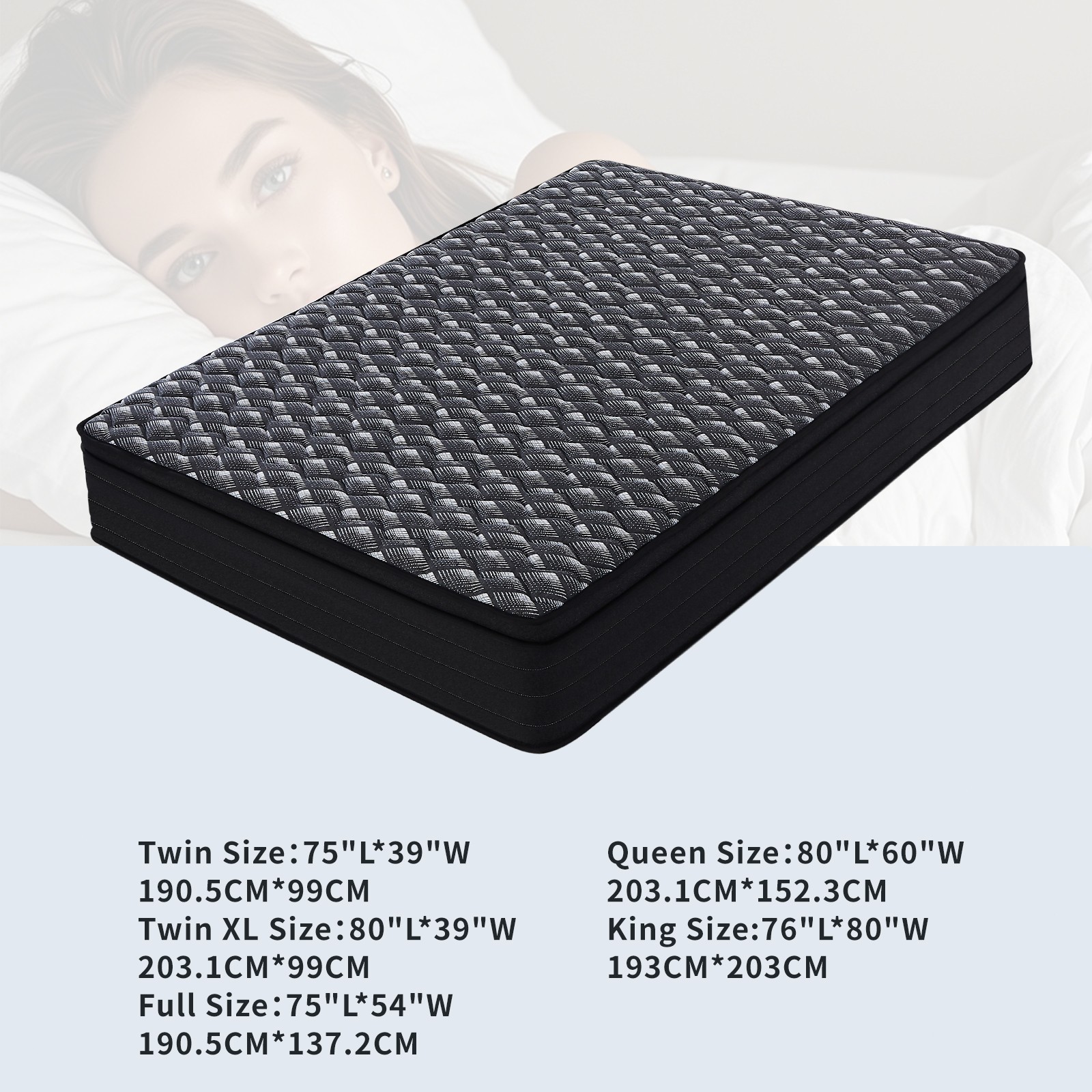 10″ 12″ Twin Full Queen King Mattress Gel Memory Foam Hybrid Spring Bed In a Box