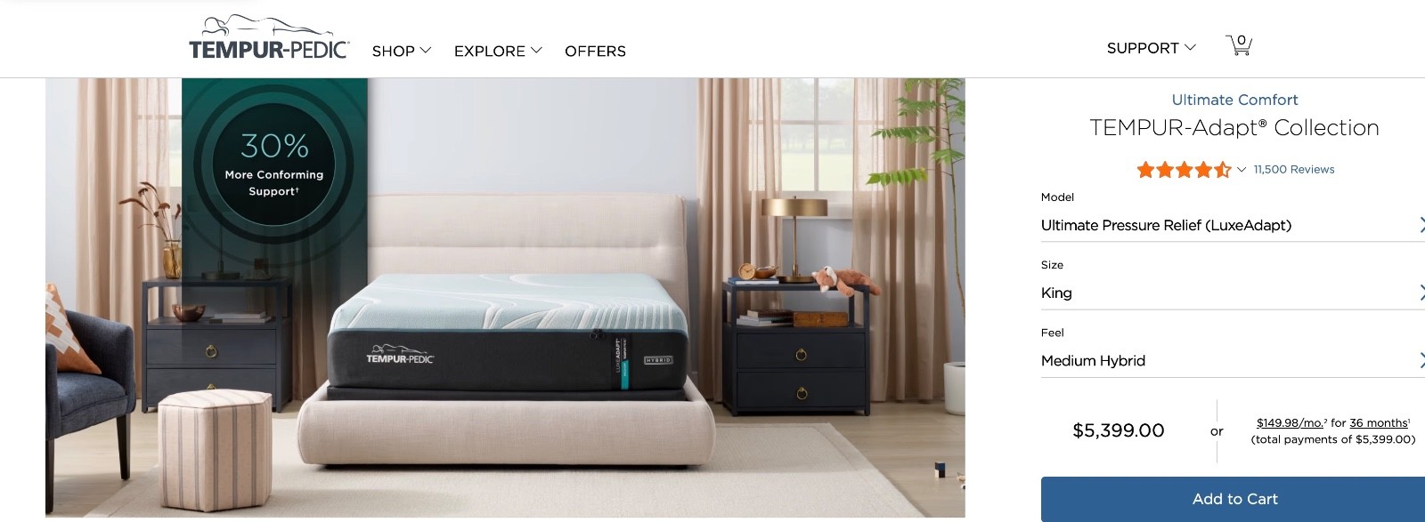 NEW TempurPedic LUXE ADAPT MEDIUM HYBRID 2.0 KING MATTRESS 2026