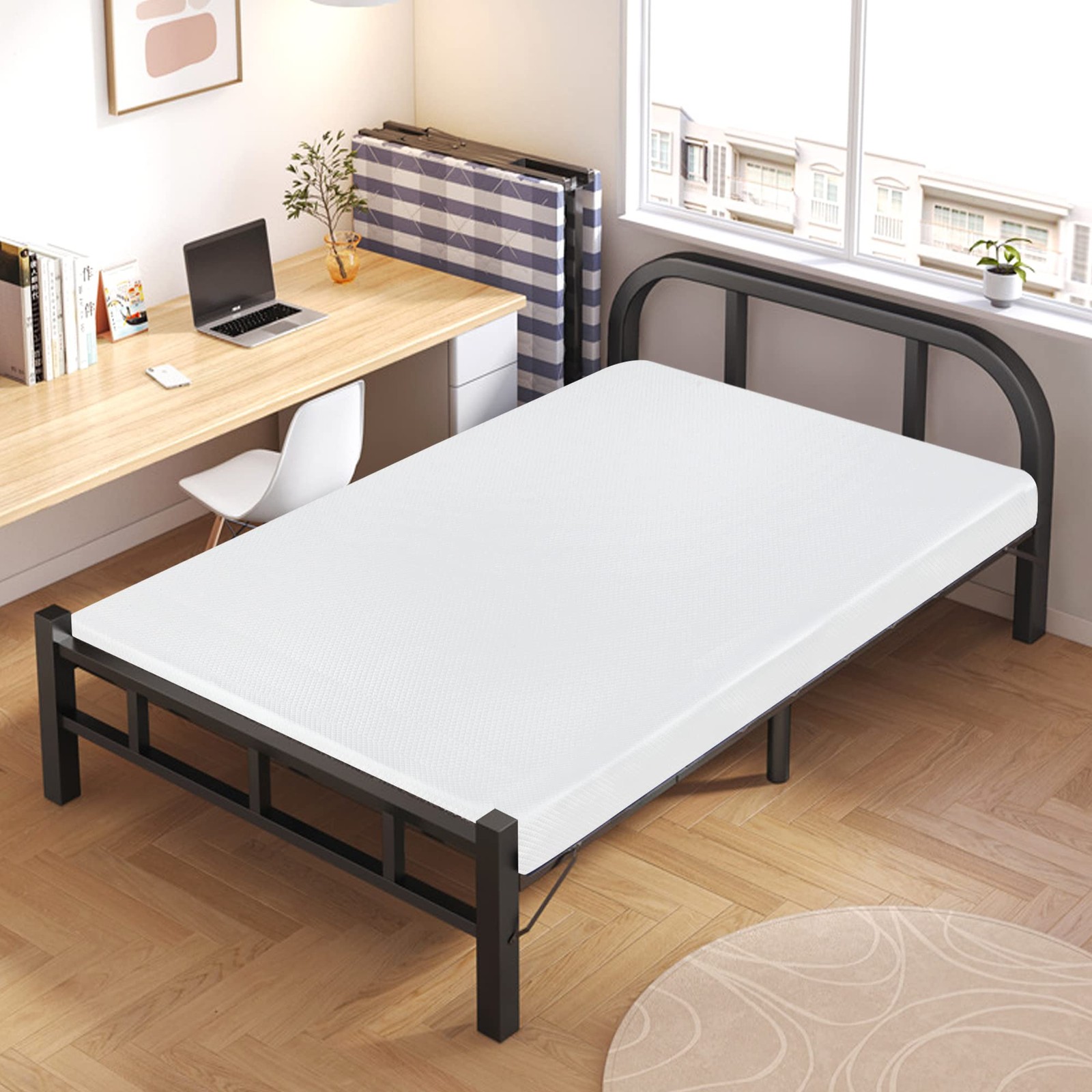 | 5 Inch Twin Mattress | Gel Memory Foam | Medium Firm Feel | White | Bed in …