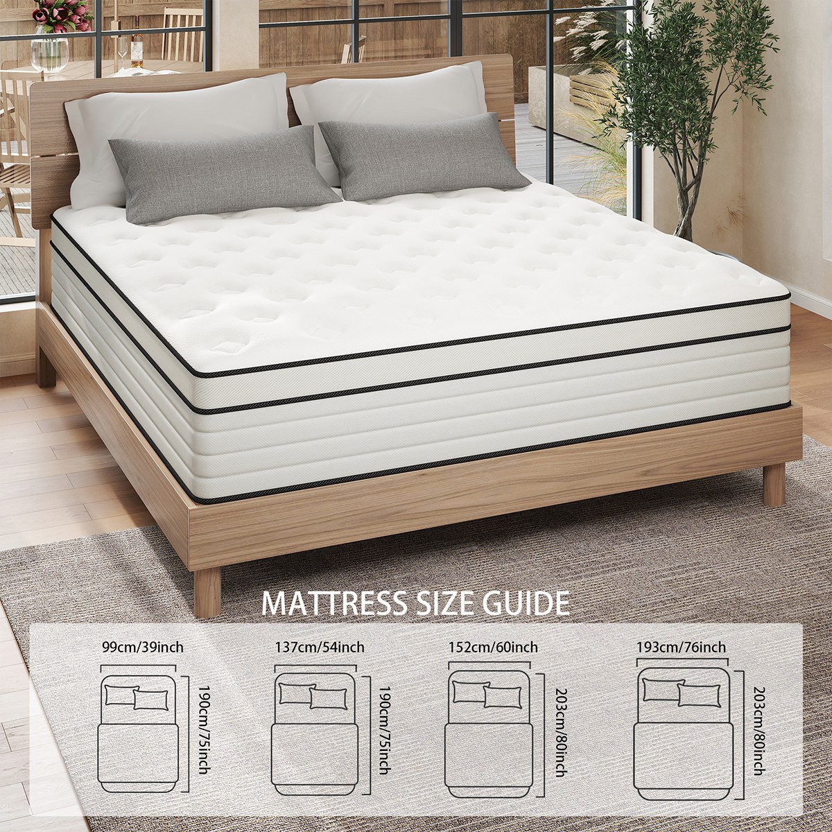 12/14 Inch Gel Memory Foam Pocket Spring Mattress Twin Full Queen King In A Box