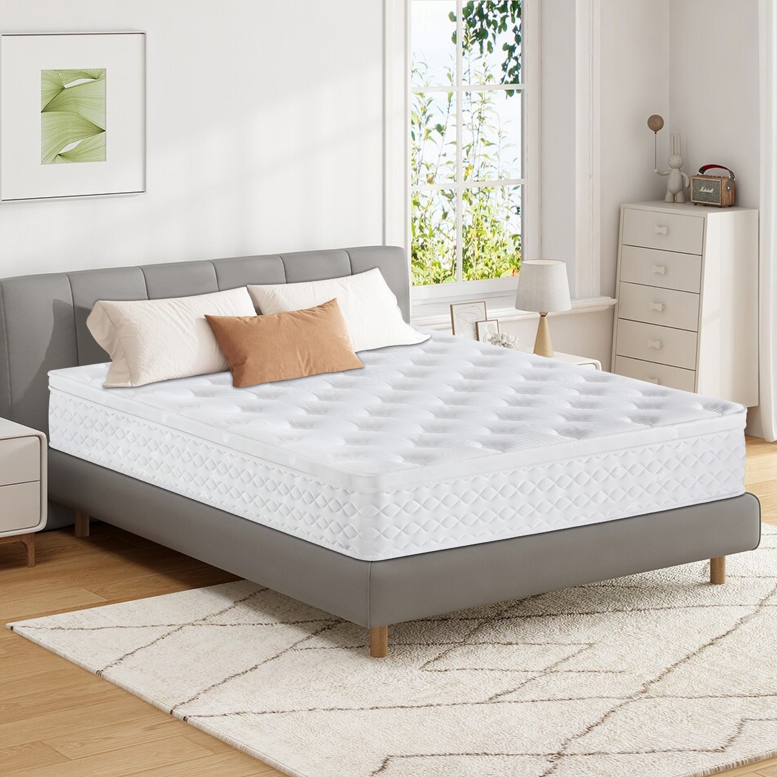 10″ 12″ Hybrid Mattress-Gel Memory Foam with Springs, Twin Full Queen King Size