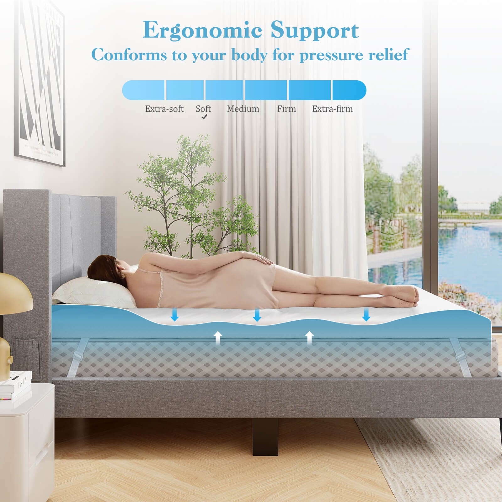 3″ Gel-Infused Memory Foam Mattress Topper w/ Removable & Washable Cover King