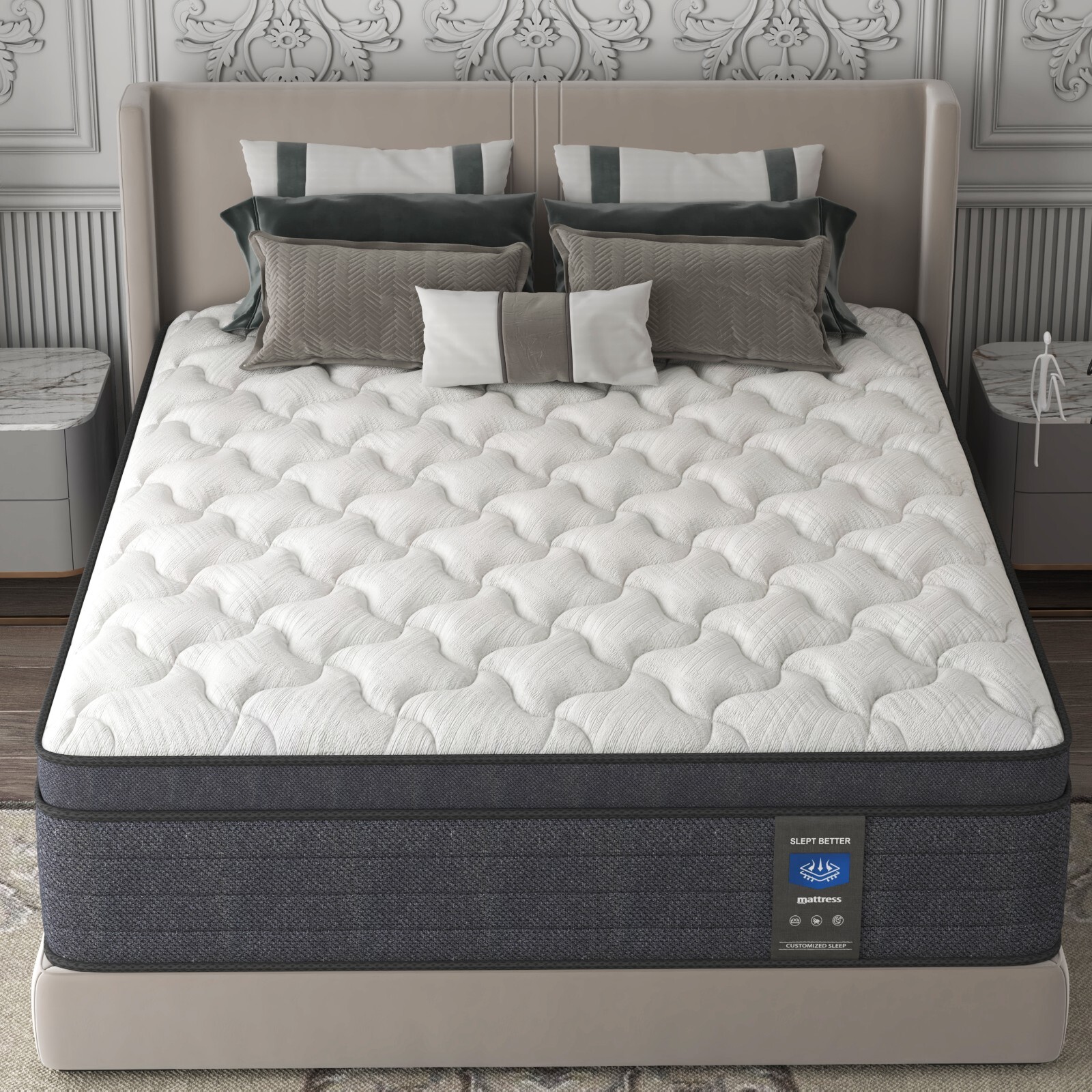 MRH 12-Inch Gel Memory Foam Mattress Twin Full Queen King Hybrid Mattress white
