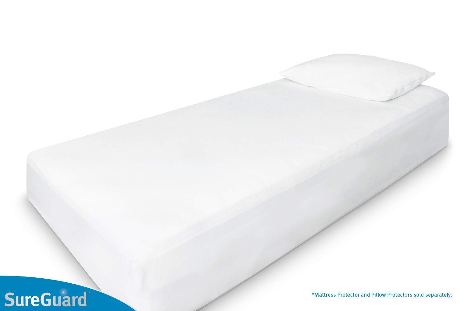 SureGuard Twin Size Mattress Protector – 100% Waterproof, Twin, White