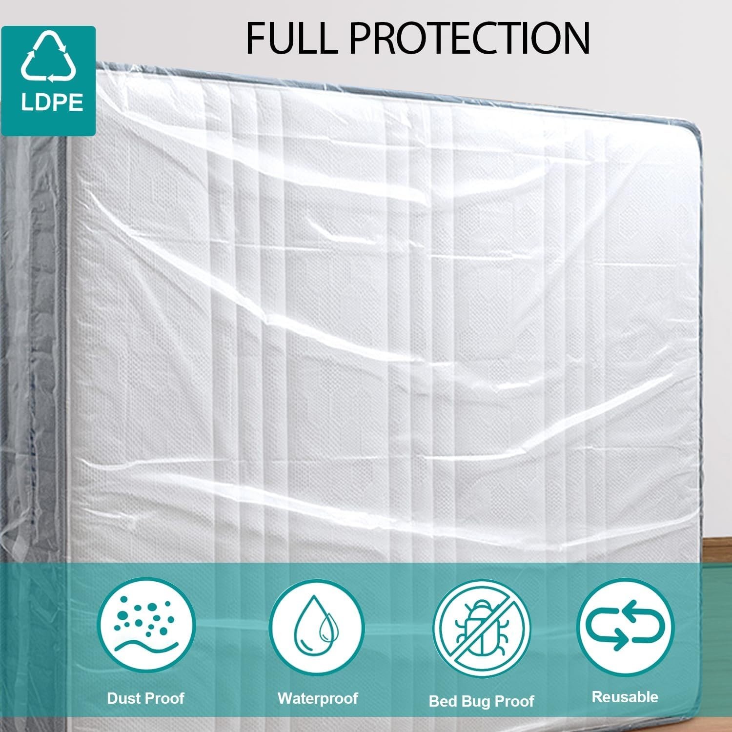 Clear Waterproof Mattress Protector Cover – Heavy-Duty Moving Bag (Full)