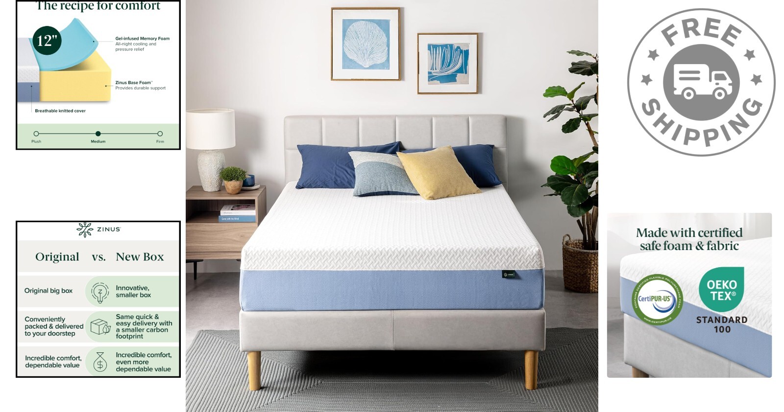 12 Inch Cooling Memory Foam Mattress – Full Size, Pressure Relief Design