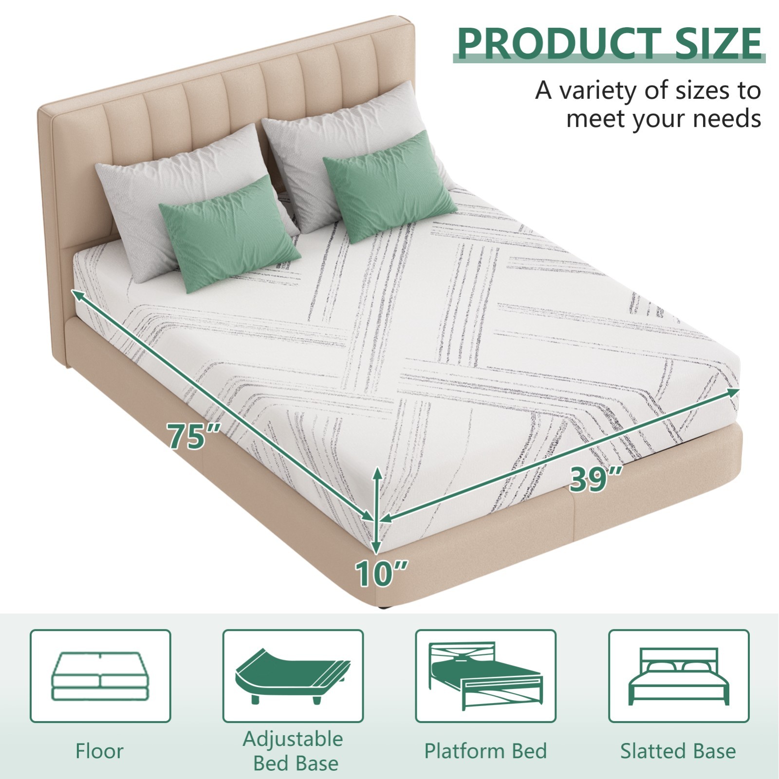 10″ Twin Full Queen King Gel Memory Foam Mattress CertiPUR-US Certified in a Box