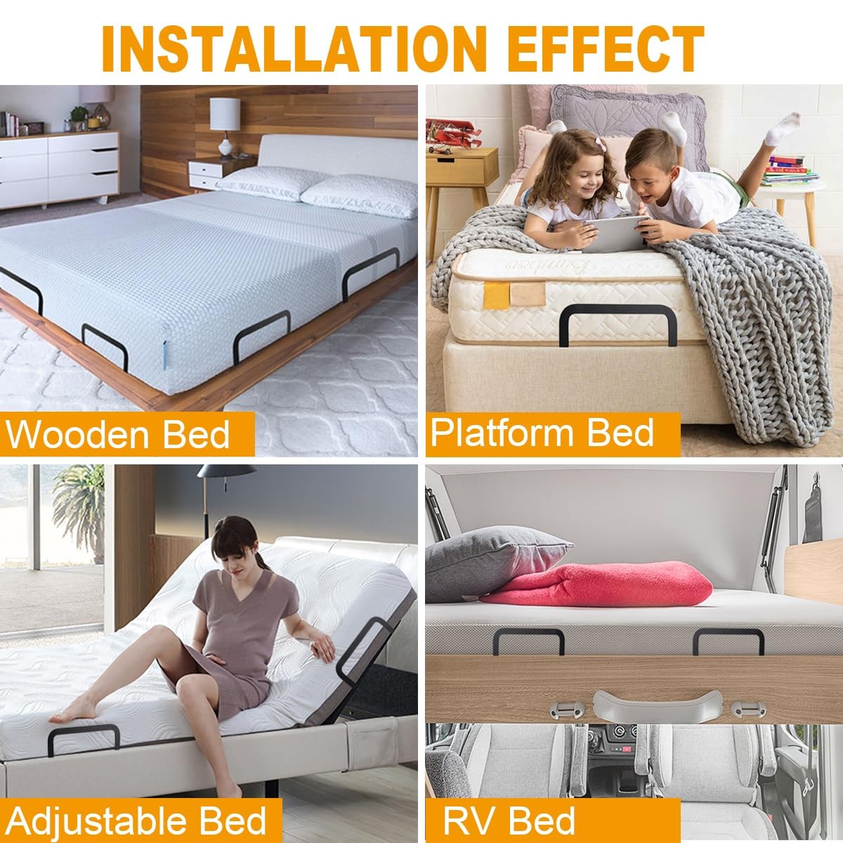 4 Pieces of Mattress Slide Stopper,Suitable for Adjustable Beds,Platform Beds…