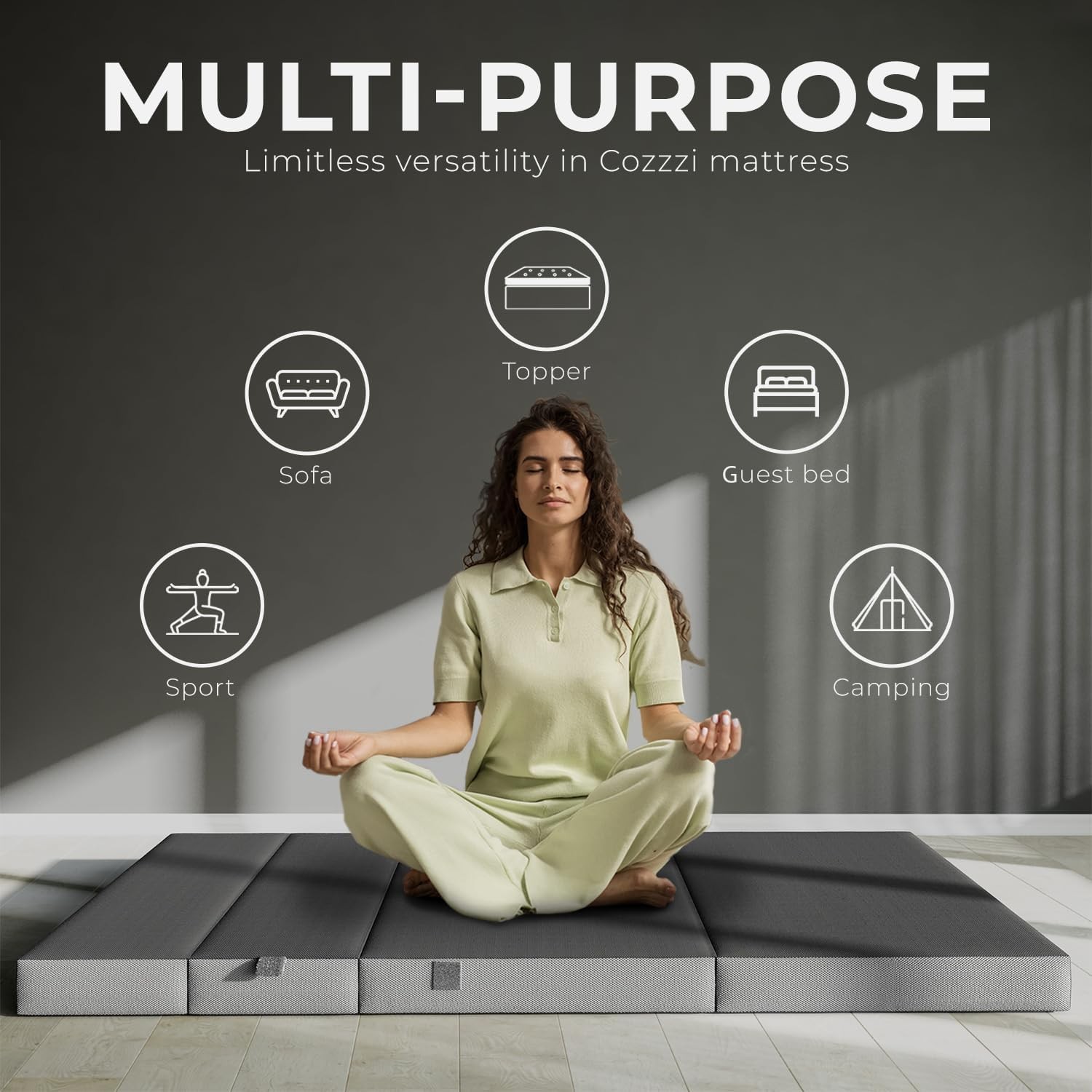 4 Inch Twin Folding Mattr for Floor and Traveling with Removable