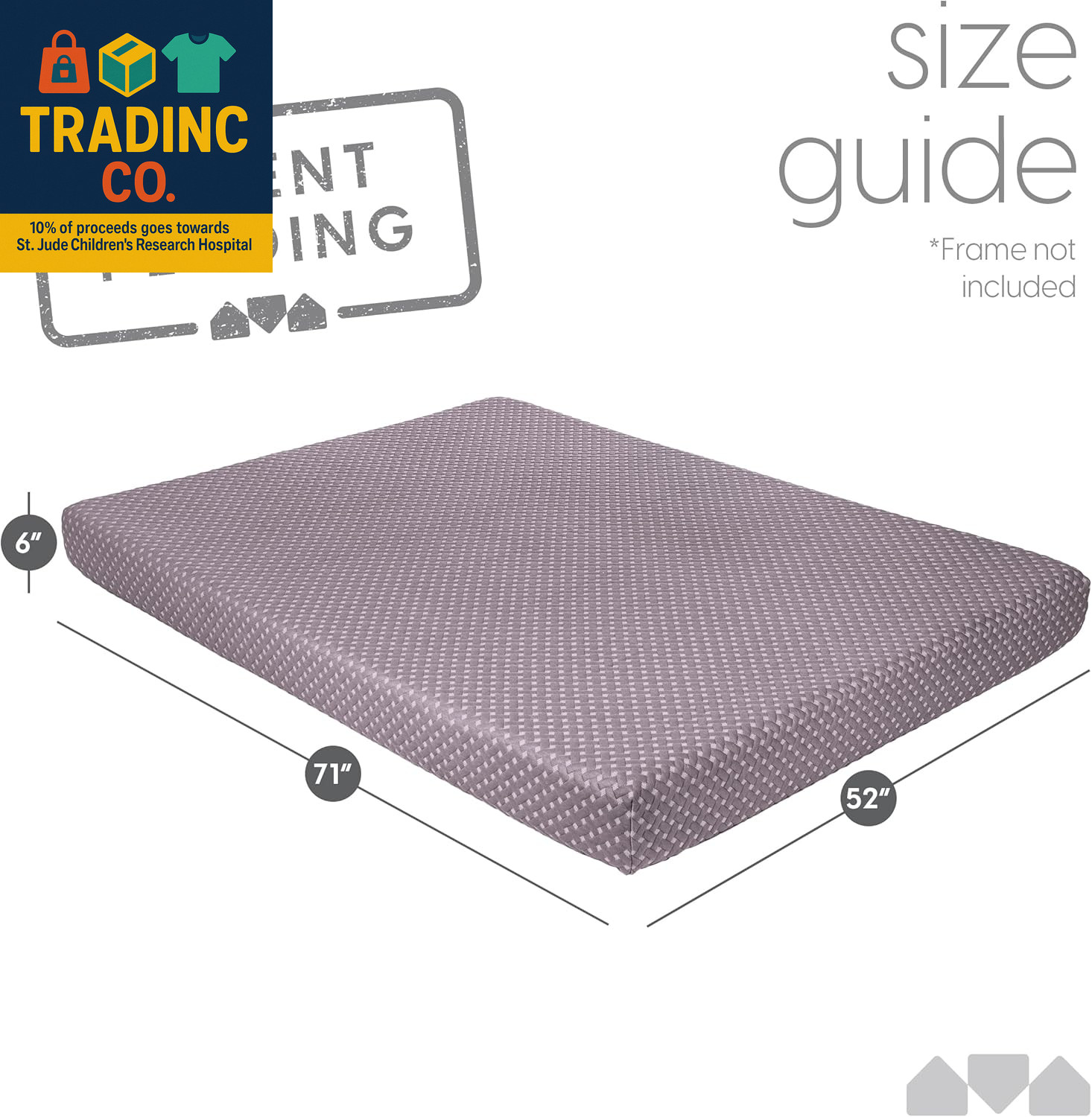Full Size Grey Memory Foam Futon Mattress (Frame Not Included)