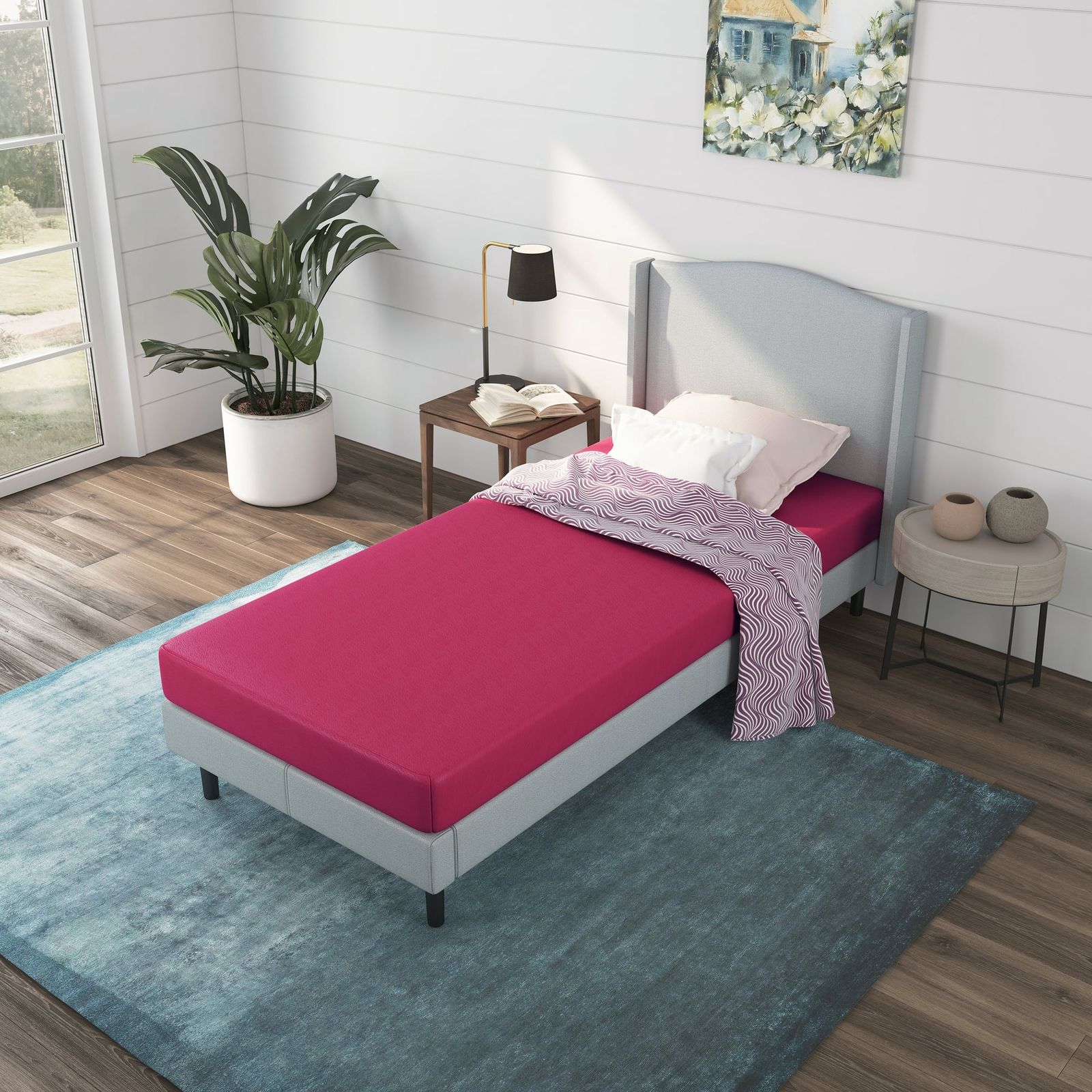 Pink Twin Memory Foam Mattress Bunk Bed Size 5″ 5 Inch Single Eggcrate Base