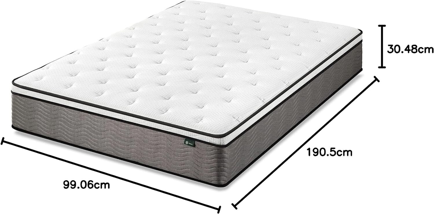 Slumber 1 by Zinus Maximum Support Plus Extra Firm 12” Inch Twin Spring Mattress