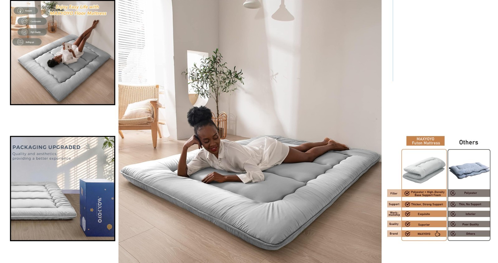 Luxury Japanese Floor Mattress Queen – Foldable Futon with Dustproof Cover