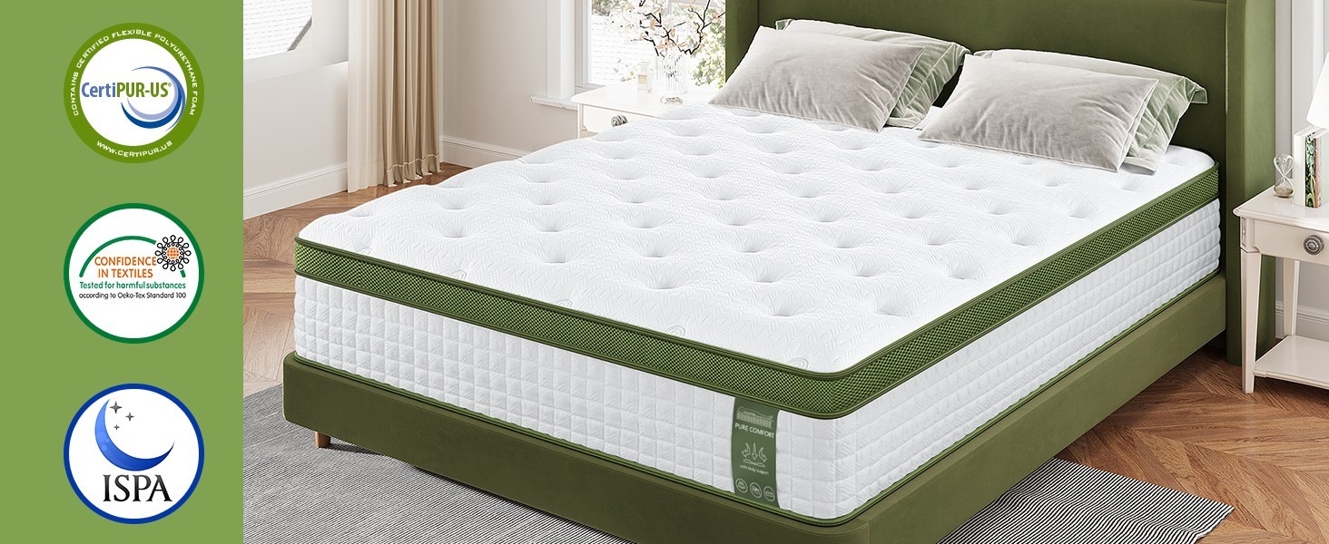 10″ Twin Hybrid Mattress – Gel Memory Foam & Pocket Springs, Medium Firm