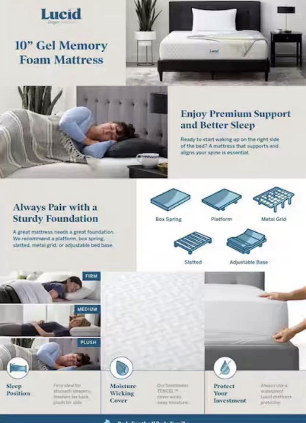 10 in. Firm Gel Memory Foam Tight Top California King Mattress