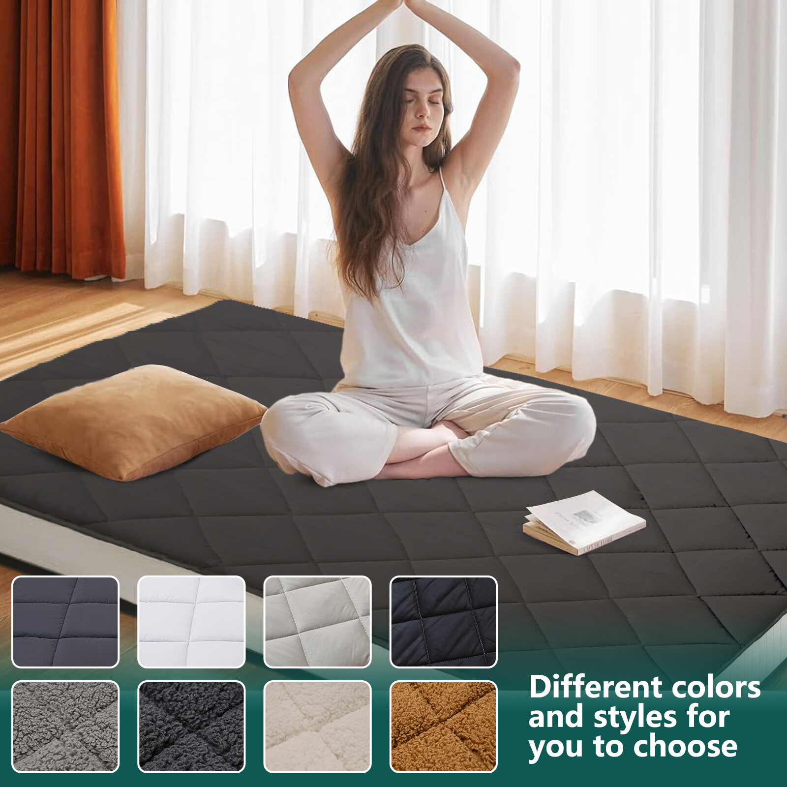 SLSY Japanese Floor Mattress Futon Mattress Foldable Diamond Pattern Mat Pad