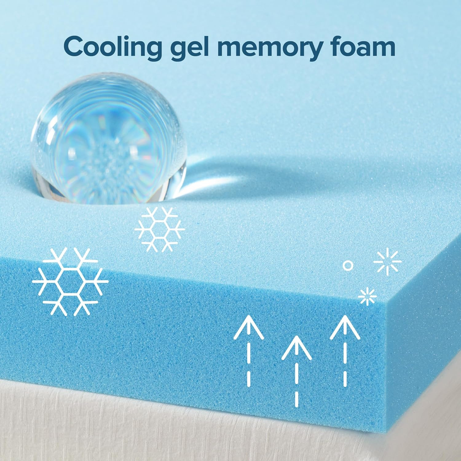 3″ Green Tea Cooling Gel Memory Foam Mattress Topper – Queen Size