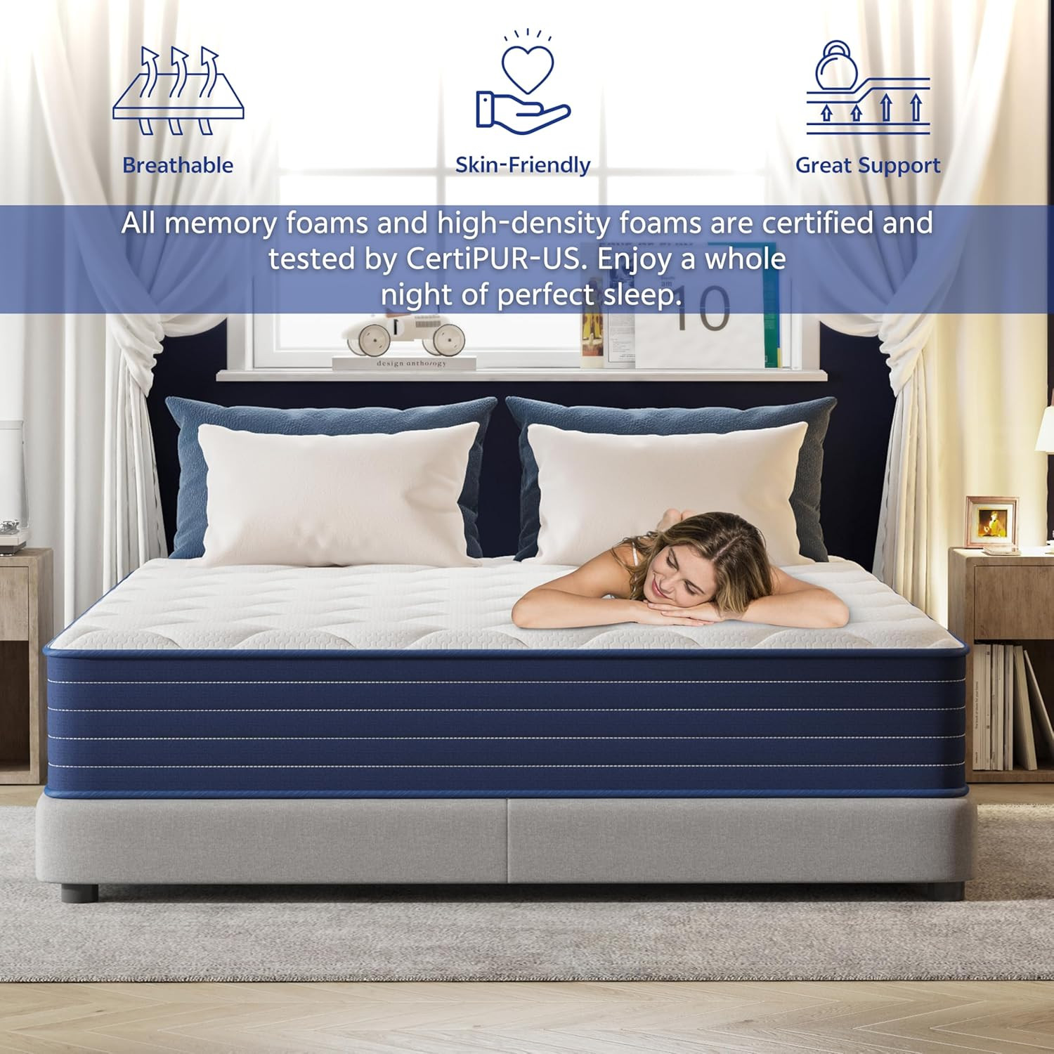 Double Mattress,12 Inch Full Mattrress with 7-Zone Hybrid Double Bed Mattresses,