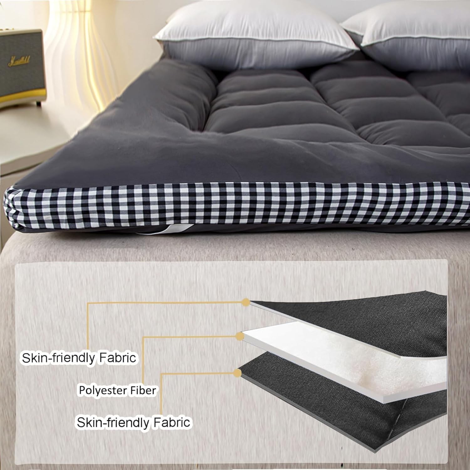Thick Mattress Topper Twin Size – Non-Slip Mattress Pad Cover for Back Pain B…