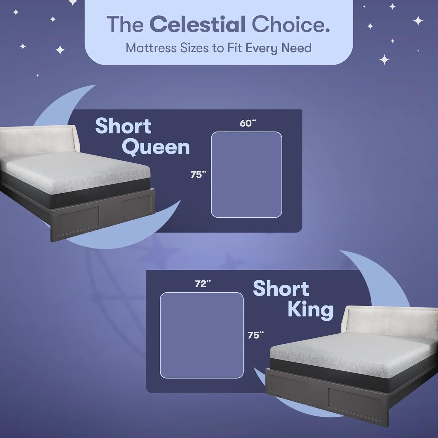 Celestial Sleep 10 Inch RV Short Queen Mattress, Made in the USA, Certipur-Us®,