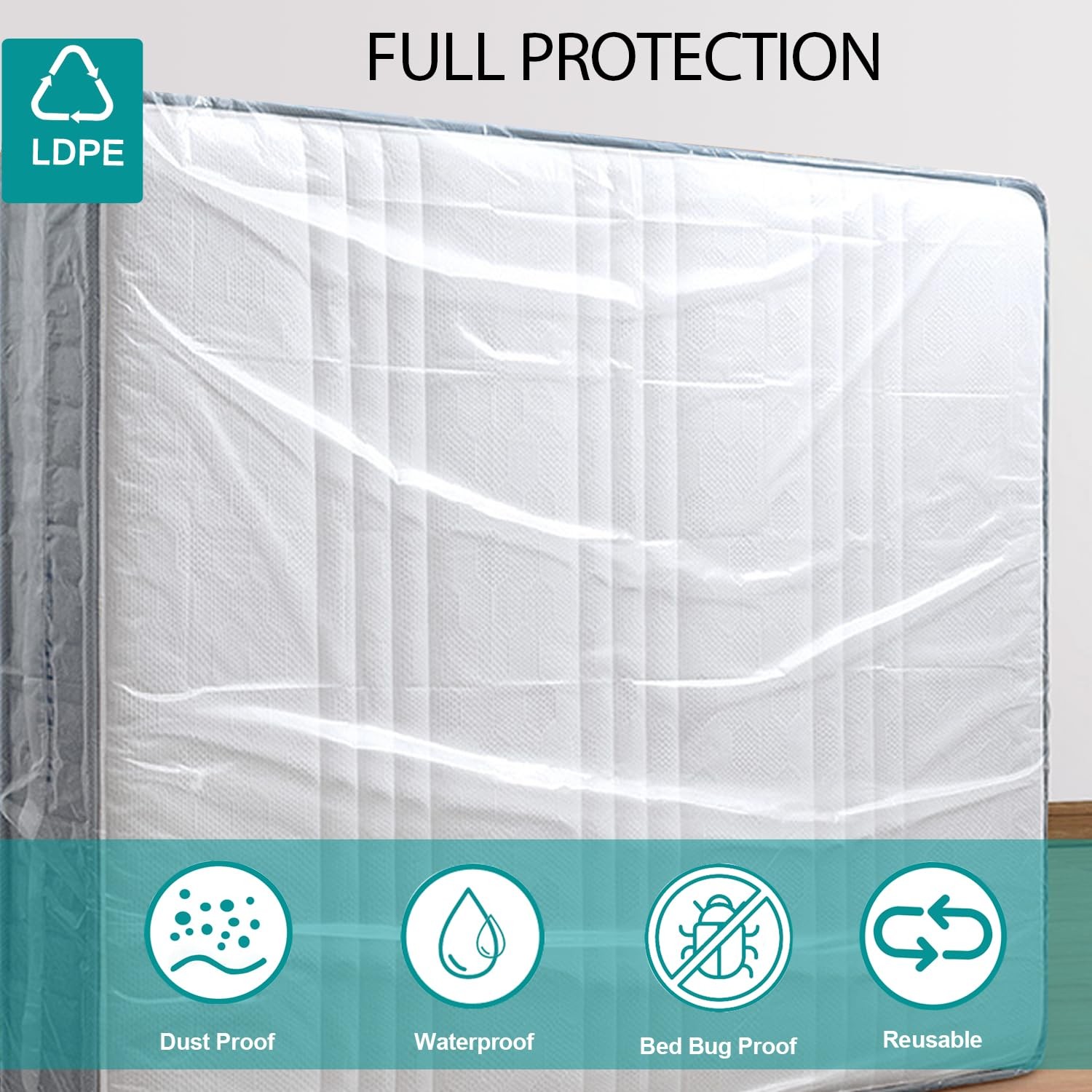 Mattress Bag for Moving Storage – Plastic Waterproof Twin, Clear