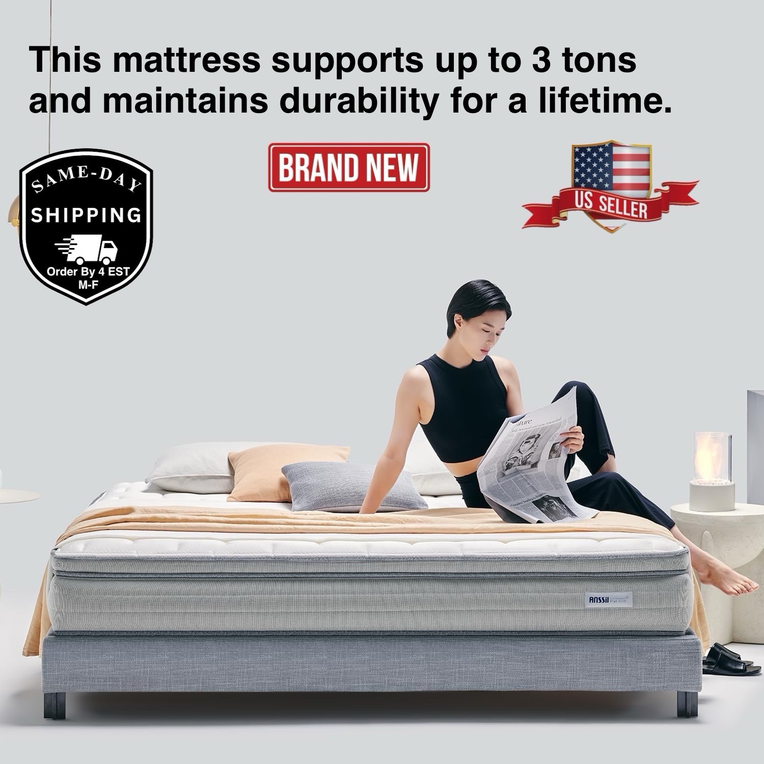 Anssil Flat Grid Plus QUEEN Mattress Extra Firm With No Spring And 3D Technology