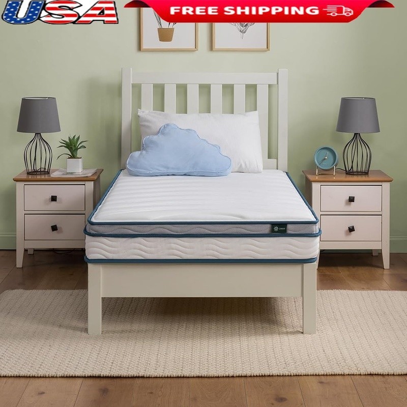 Twin Mattress Foam Innerspring Support CertiPUR Safe High Density Euro Top New