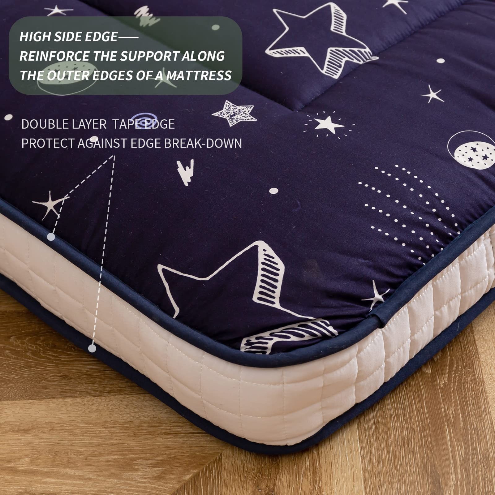 Futon Mattress, Navy Star Japanese Floor Mattress Quilted Mattress Topper, Ex…
