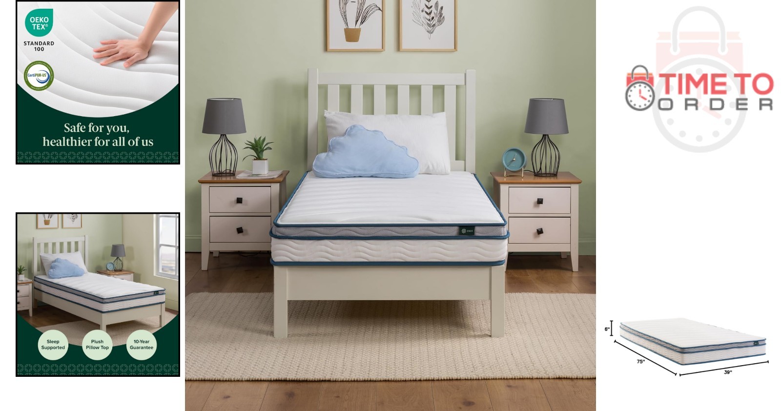 6 Inch Twin Hybrid Mattress Foam Innerspring Bed Mattress in a Box Youth Guest