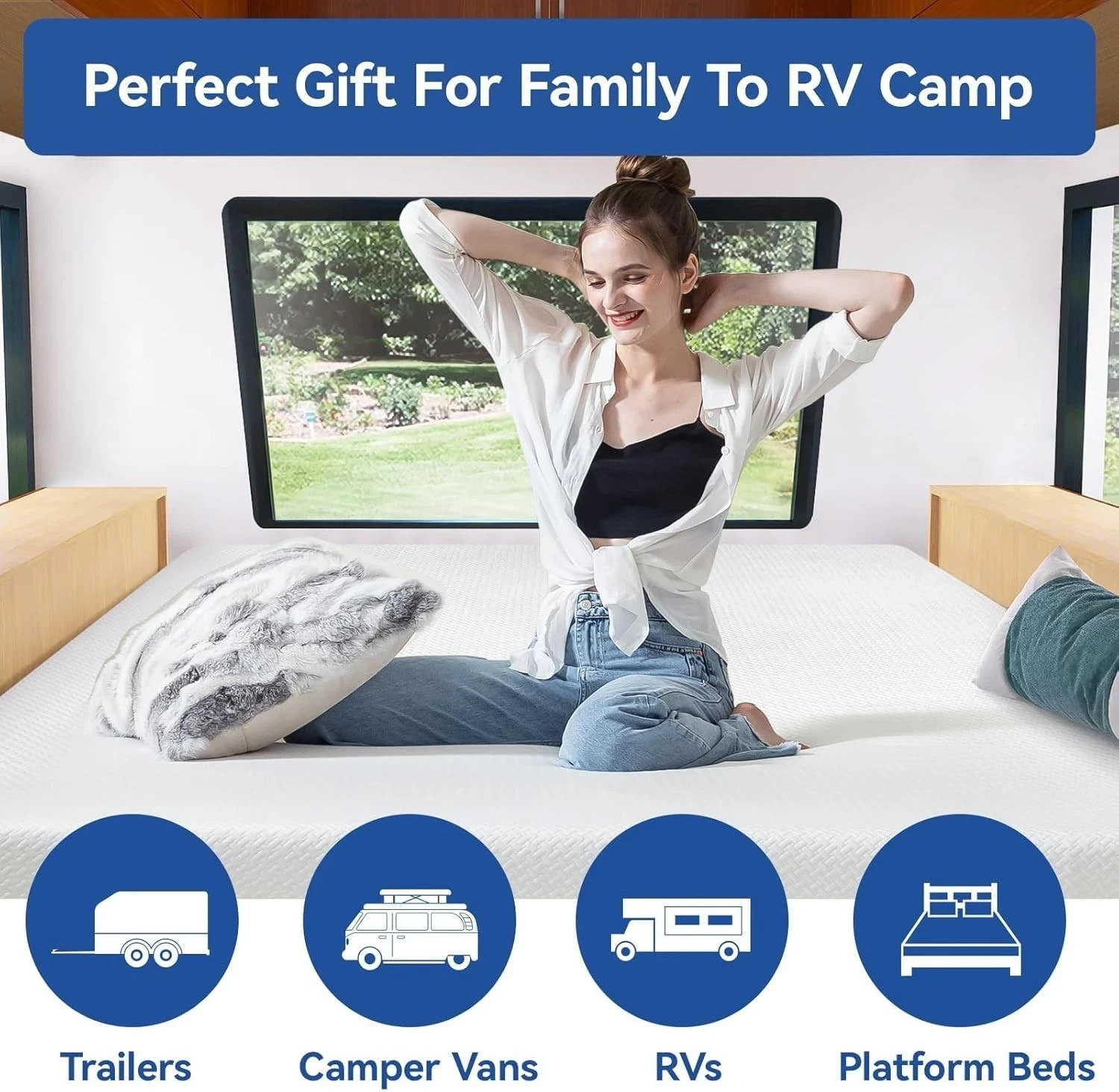 RV Mattress Short Queen 10 Inch Memory Foam Mattresses, Premium Cooling Green Te
