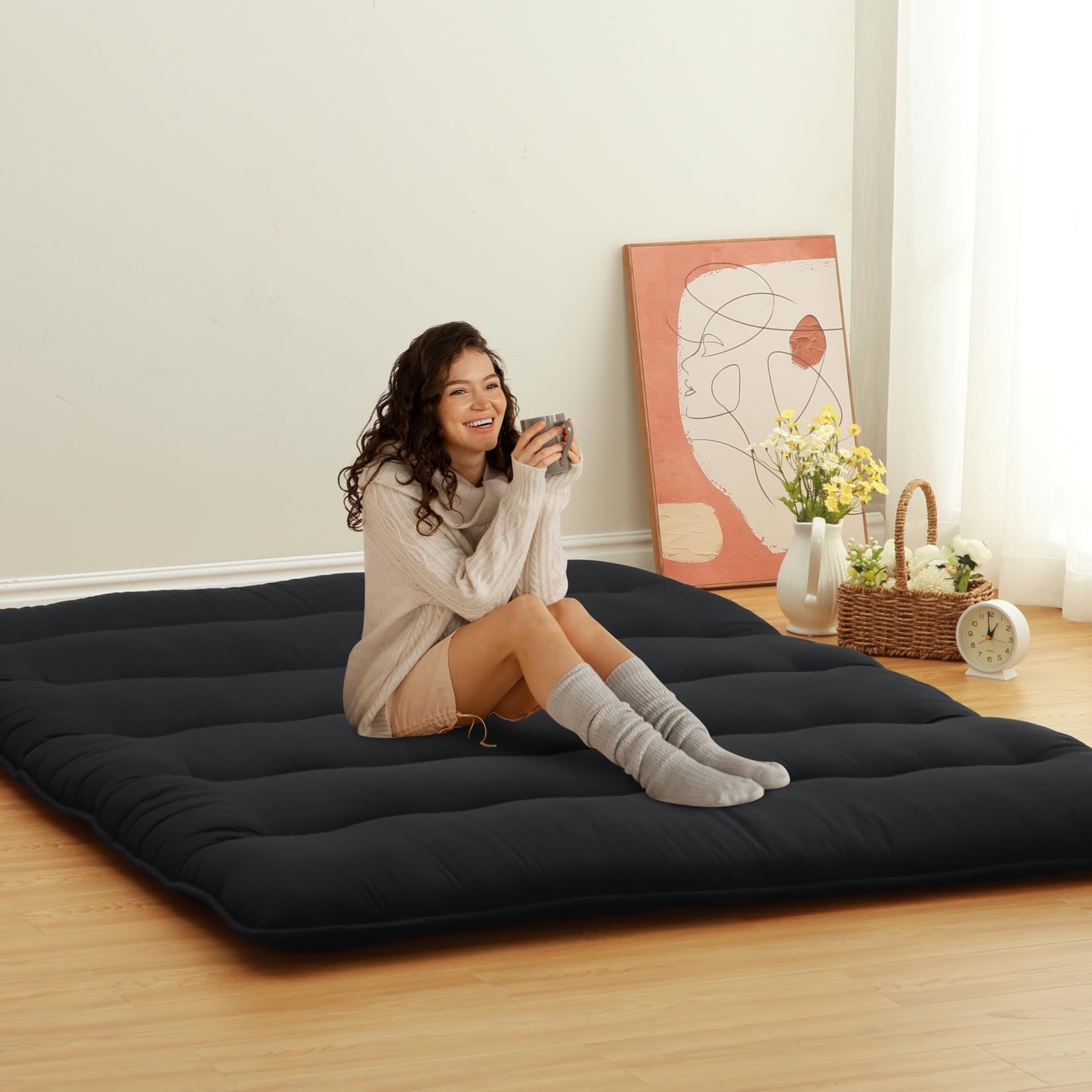 Japanese Style Floor Futon Mattress,Folding Futon Mattress Sleeping Mattress Pad