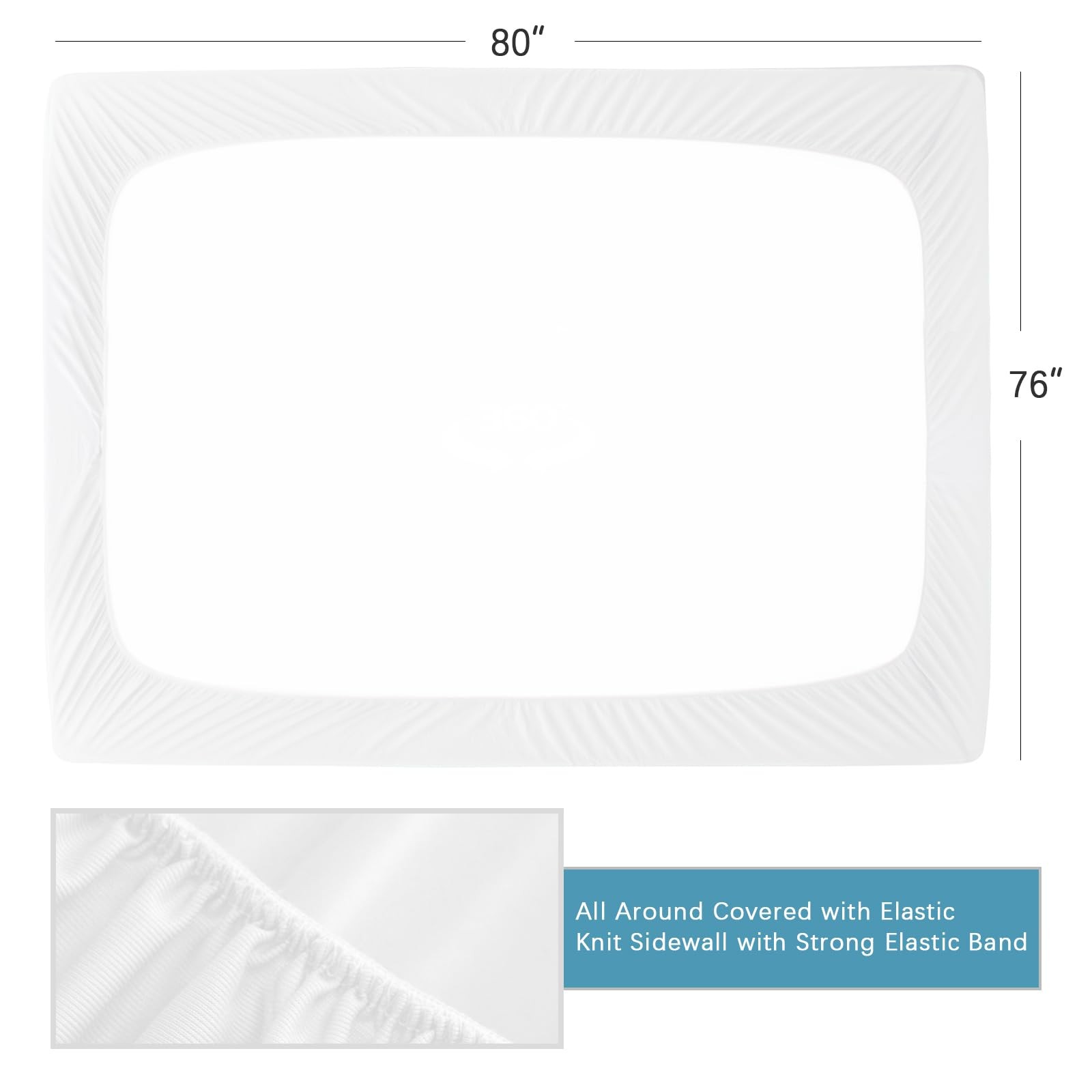 2 Pack King Mattress Protector 76″ x 80″, White