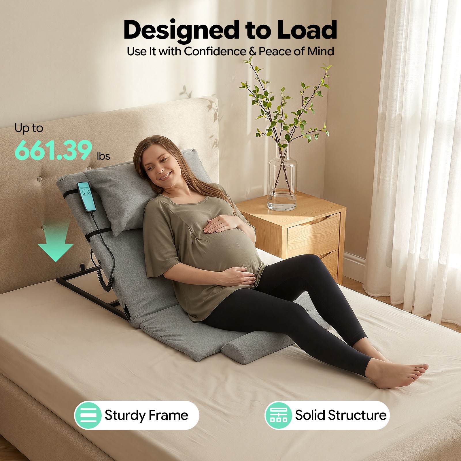 Electric Assisted Wake-up Relax Bed Electric Lifting Mattress Bed Backrest Grey