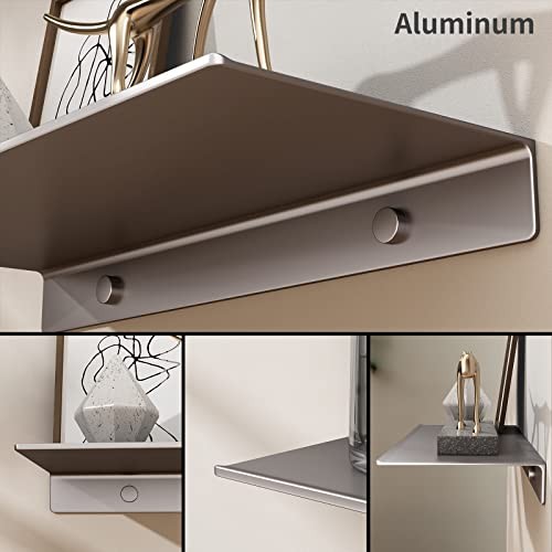 Danpoo Estante de pared de metal, pequeño estante flotante de 16 pulgadas Gris
