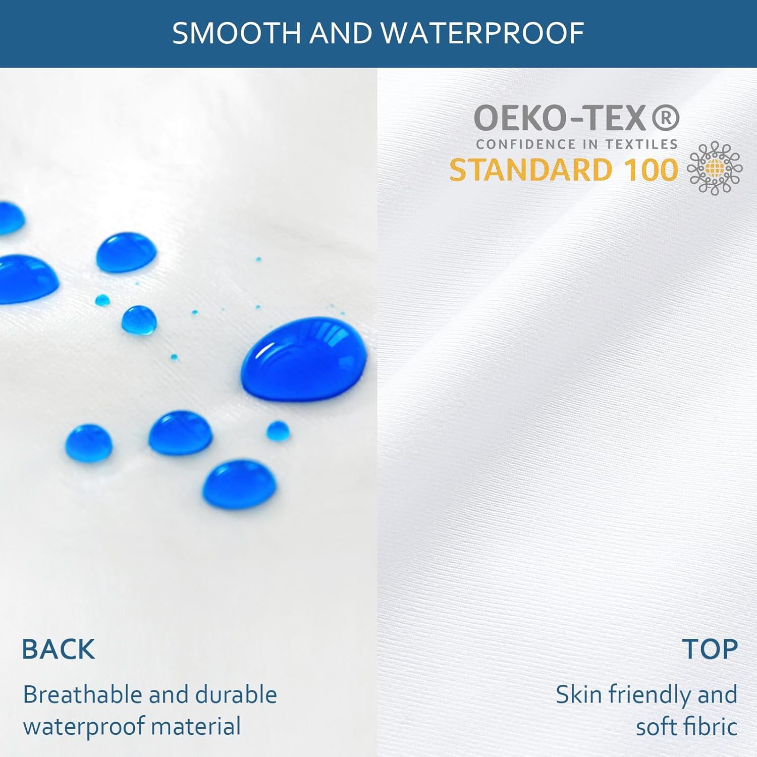 Split Head King Size Mattress Protector Waterproof,for King, White