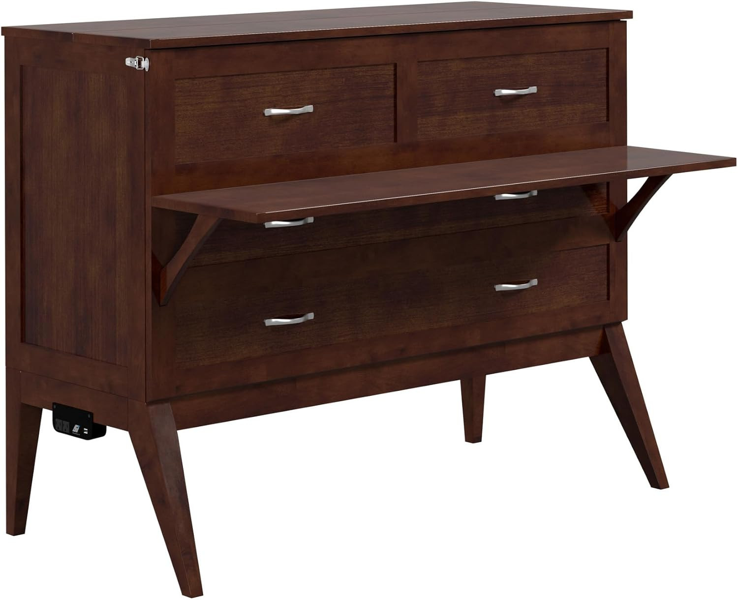 Northampton Murphy Bed Desk with Memory Foam Mattress & USB Charger, Walnut