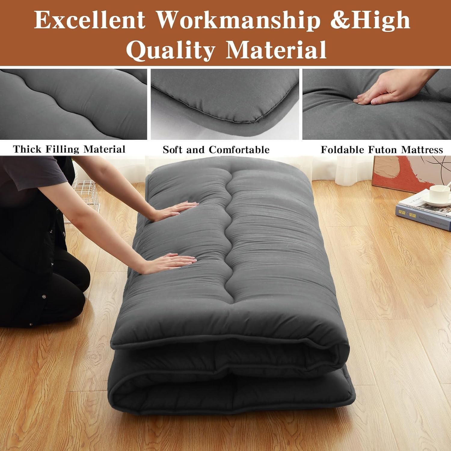 39″ x 80″ Twin Size Japanese Floor Mattress Potable Sleeping Camping Mat Pad
