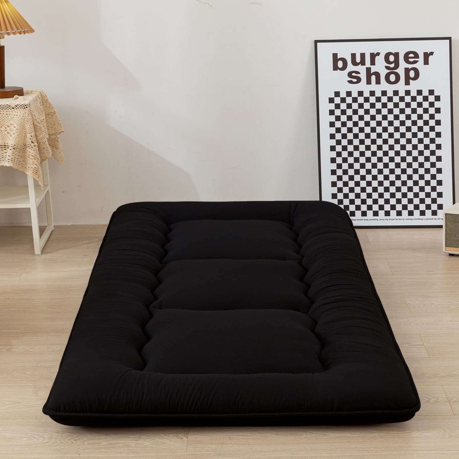 Cot Japanese Floor Futon Mattress, Single Size Tatami Mat Sleeping Pad Foldab…
