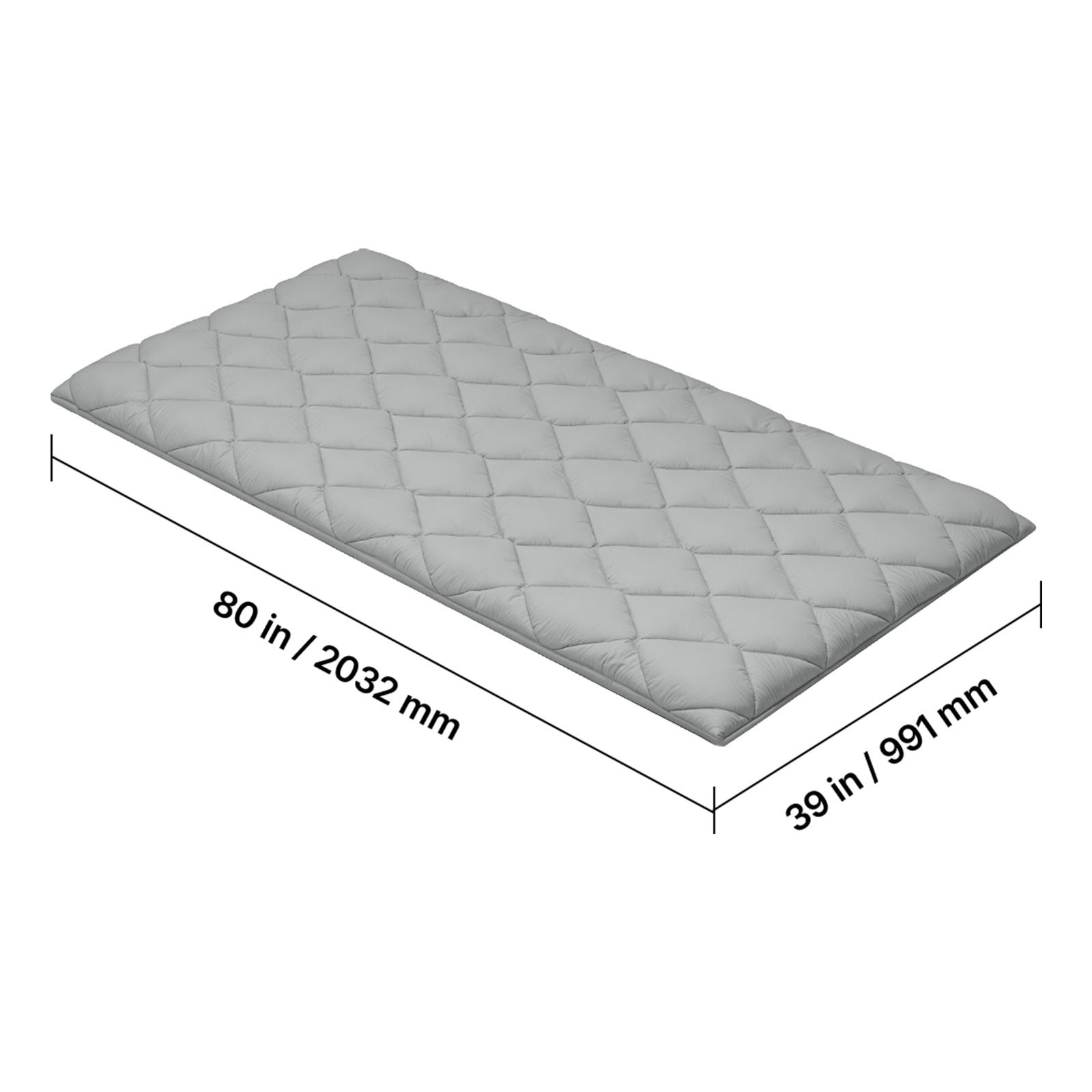 Uimoso Japanese Twin Tatami Mattress Foldable Futon with Storage Bag in Gray