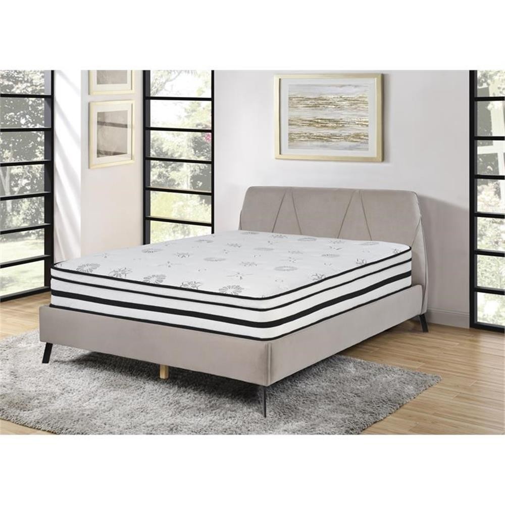 Pemberly Row 12″ Fabric California King Hybrid Mattress in White