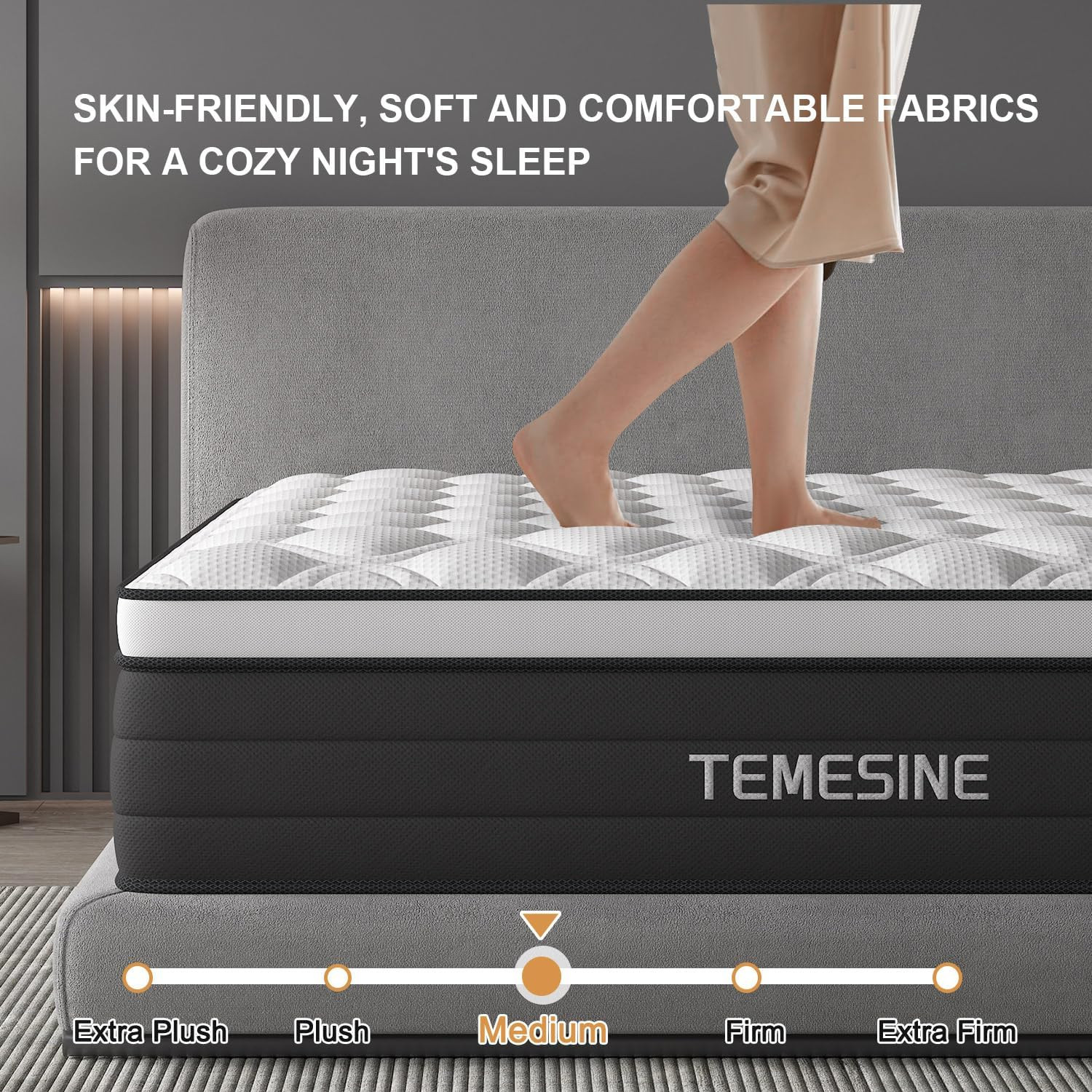 14″ Queen Hybrid Mattress – Gel Memory Foam, Pocket Springs, Medium Firm