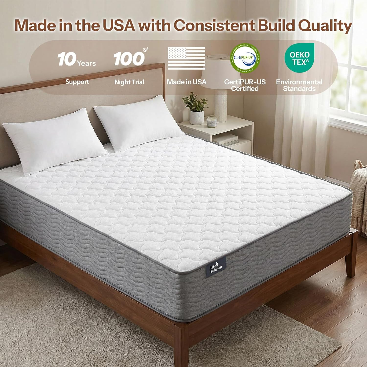 10 Inch Firm Hybrid Mattress – Safe Foams, Pressure Relief & Motion Isolation