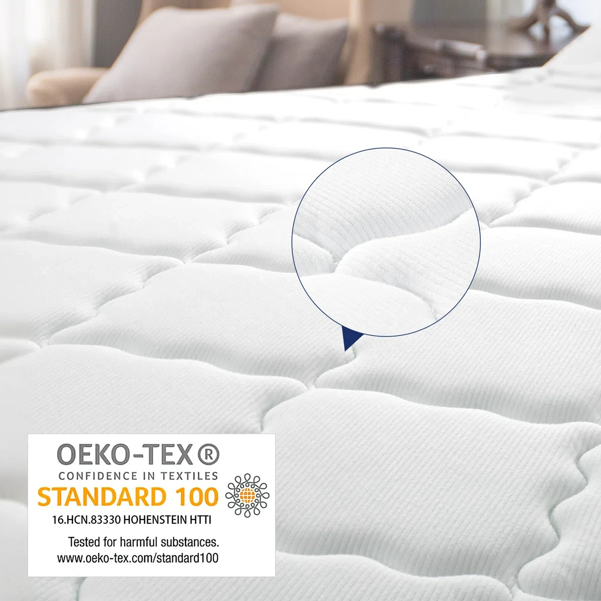 Kescas Hybrid Mattress, Medium Firm, Bamboo Infused Charcoal Memory Foam & Zoned