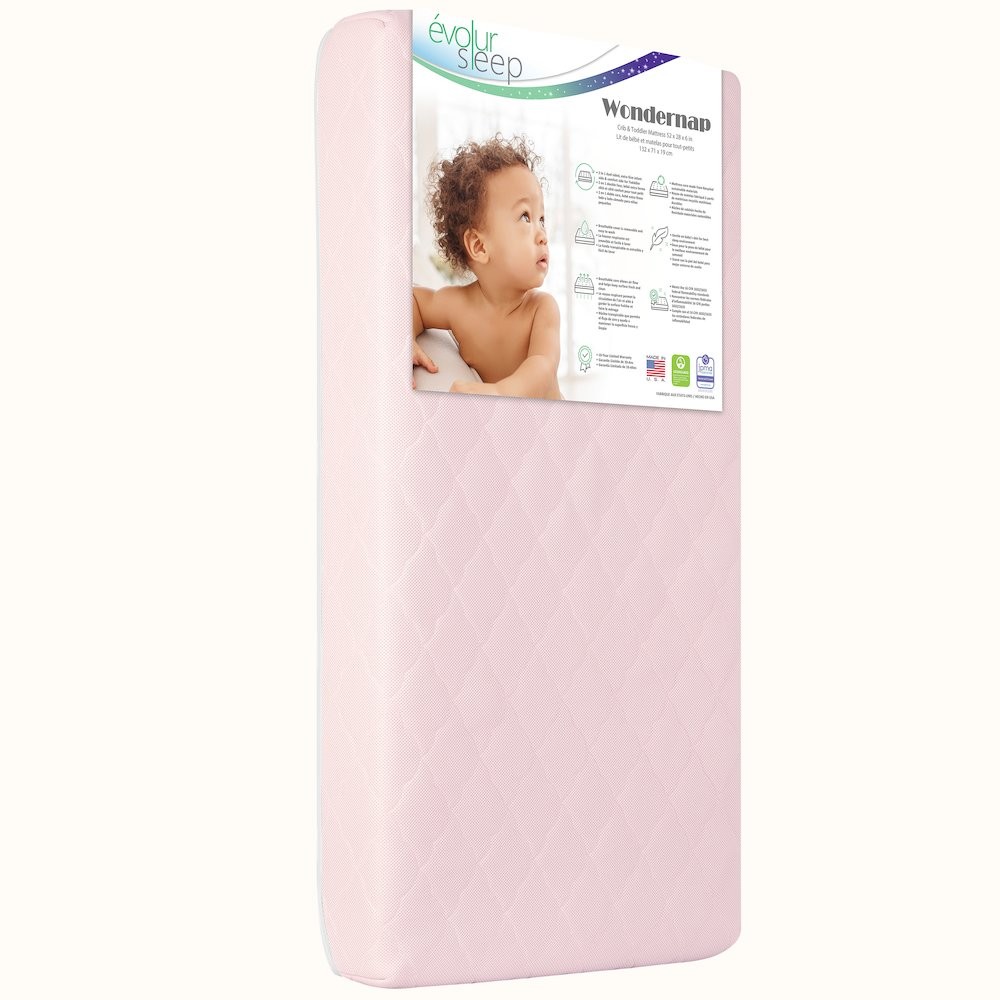 Evolur Wondernap 2 in 1 Full-size Crib Mattress, Pink