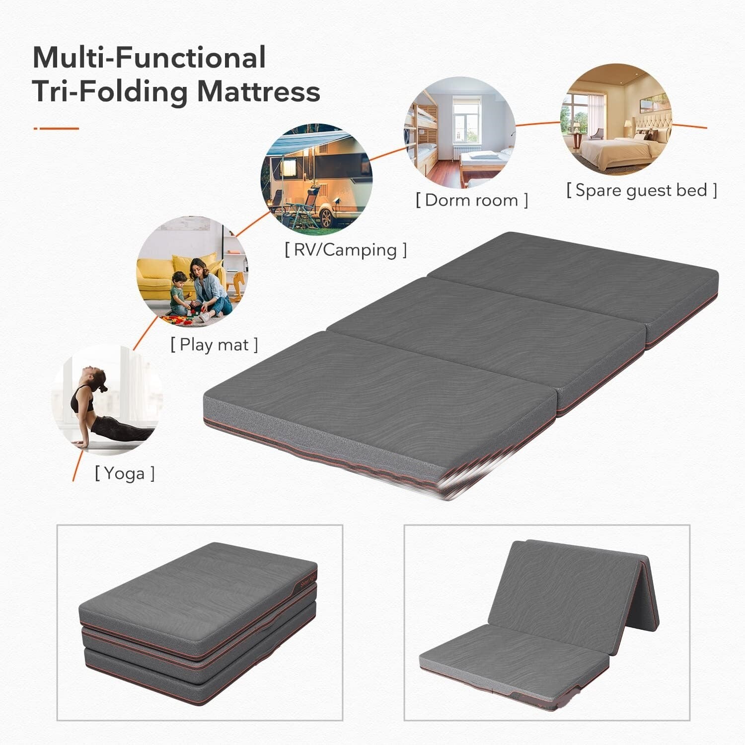 Colchonetas Espuma De Memoria Para Dormir En El Suelo Colchon IndividualPlegable